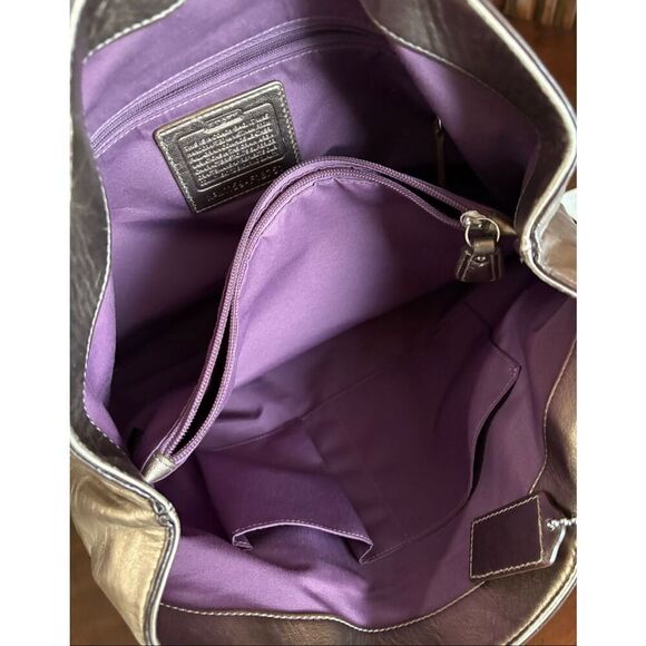 COACH - Lg. Soho East/West Tote Shoulder Bag in Metallic Bronze Leather. F18751 - Picture 8 of 13